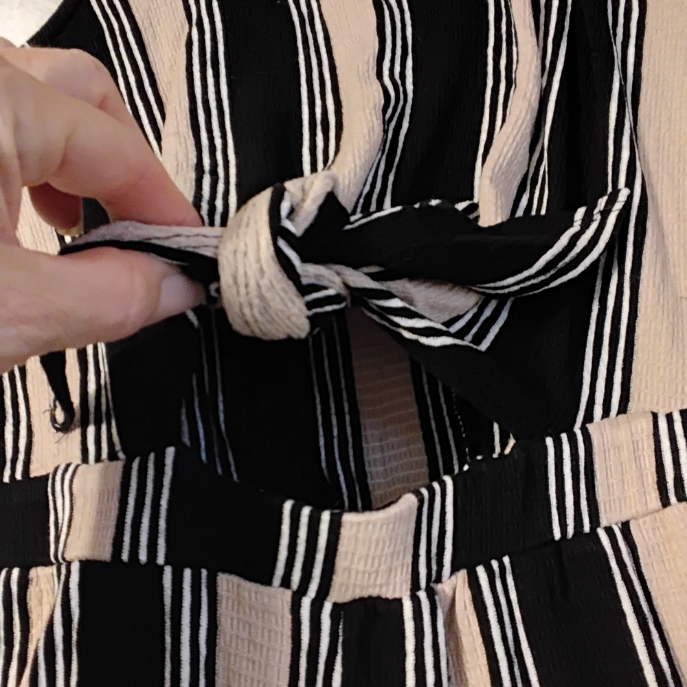 Love Tree Black and Tan Striped Jumpsuit - Picture 3 of 4